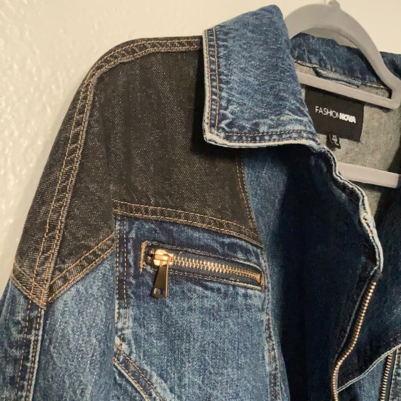 Fashion Nova Oversized Two Tone Denim Jacket - Picture 5 of 11